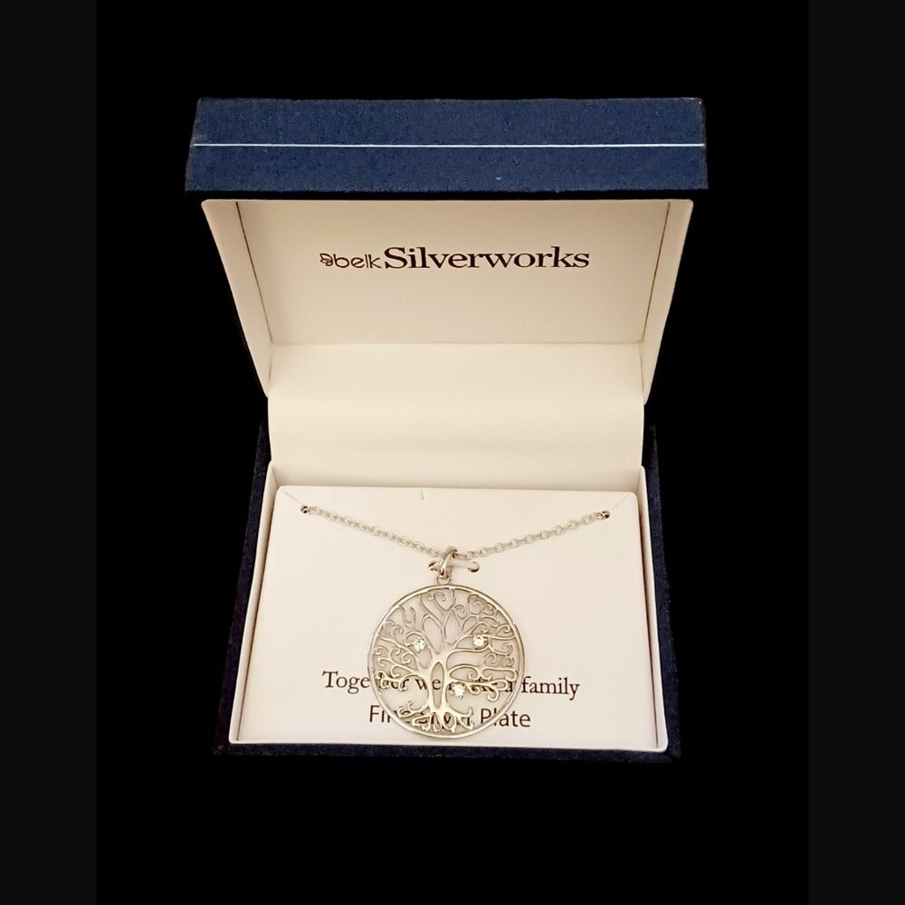 Belk Silverworks Fine Silver Plated Tree Of Life Pendant Necklace NWT